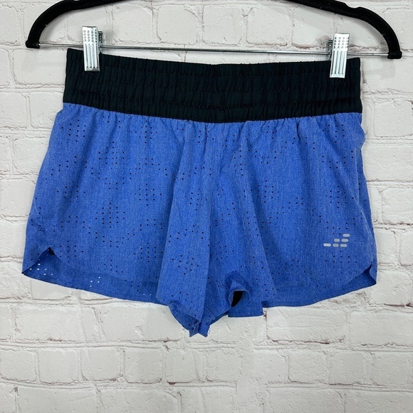 BCG blue perforated workout gym active running shorts built in briefs, sz S, GUC - Picture 1 of 4